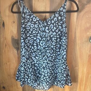 CAbi Black and Blue Patterned Camisole